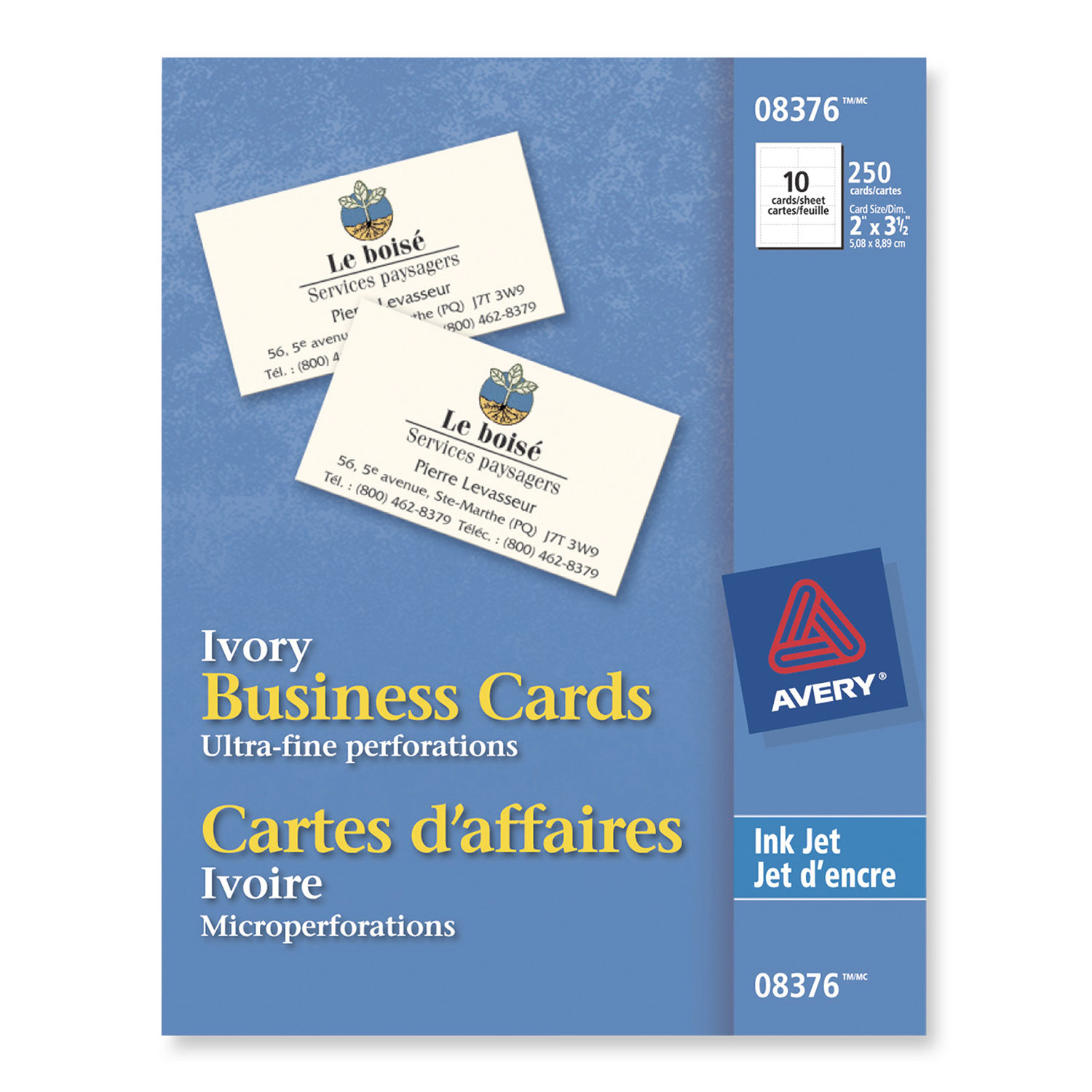 Cartes professionnelles d'Avery - Paquet de 25 - Ivoire