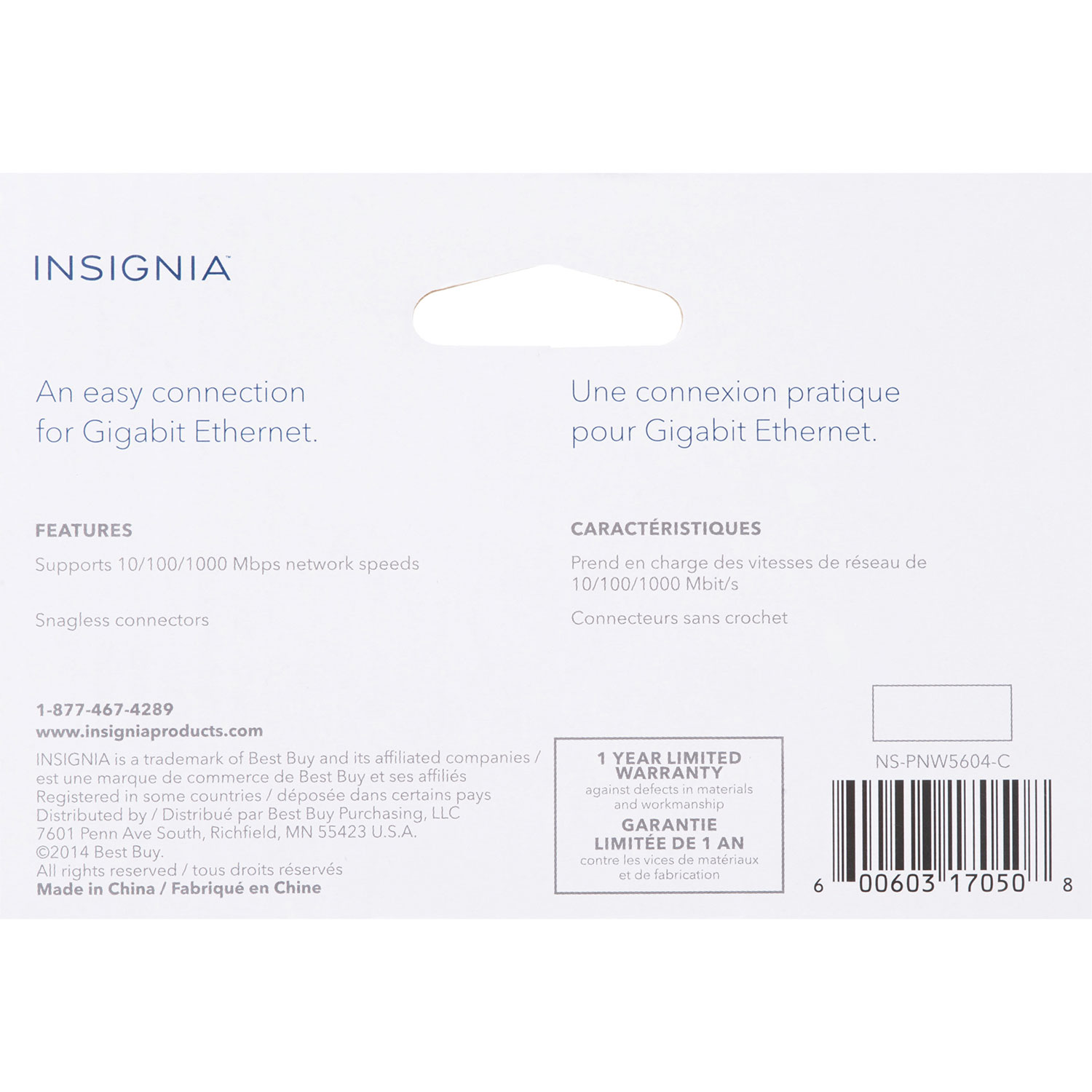 Câble Ethernet Cat6 de 1,2 m d'Insignia - Gris - Exclusivité de Best Buy