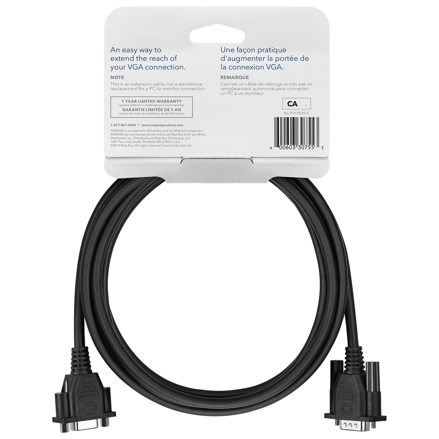 Insignia 3m VGA Extension Cable (NS-PV10509-C) - Black - Only at Best Buy