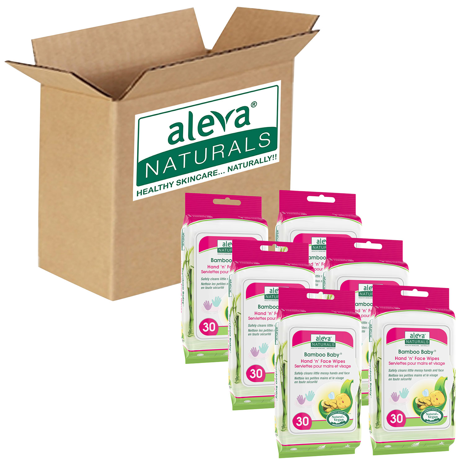 Lingettes Bamboo Baby pour mains et visage d'Aleva Naturals - Paquet économique - 180 lingettes