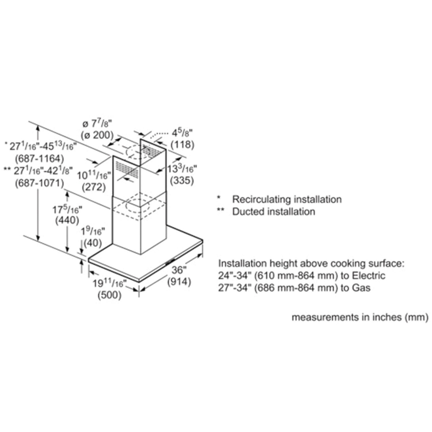 Bosch 36" Box Range Hood - Stainless Steel