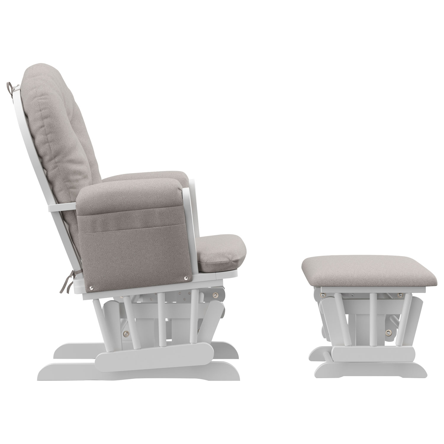 Fauteuil berçant coulissant et pouf Hoop de Stork Craft - Blanc - Tourbillon taupe