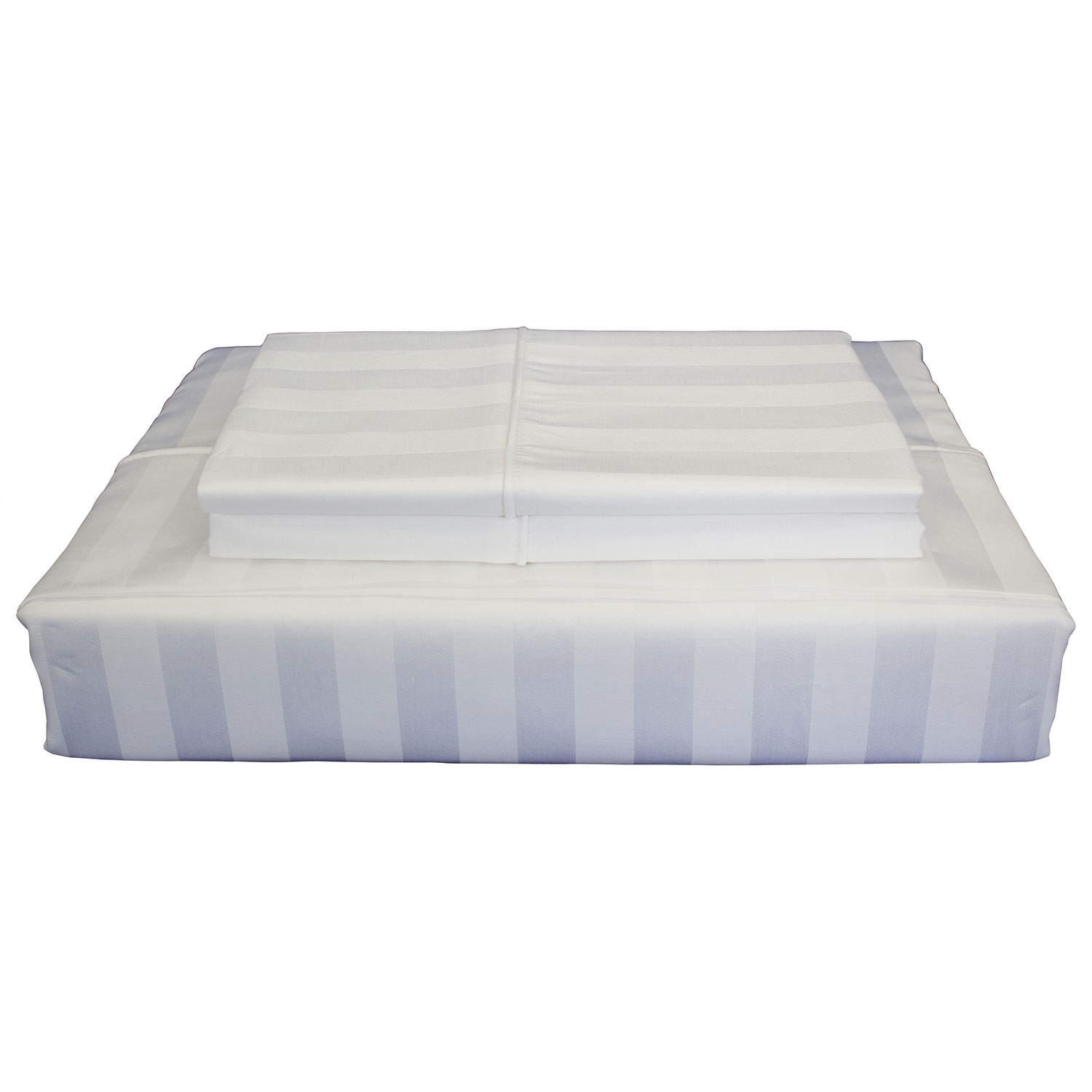 Ensemble de draps en rayonne contexture de 310 Damask Stripe de Maholi - Grand lit - Blanc