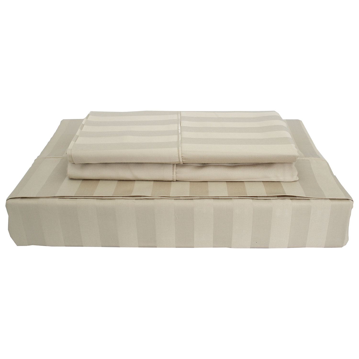 Ens. de draps en rayonne contexture de 310 collection Damask Stripe de Maholi - Lit double - Taupe