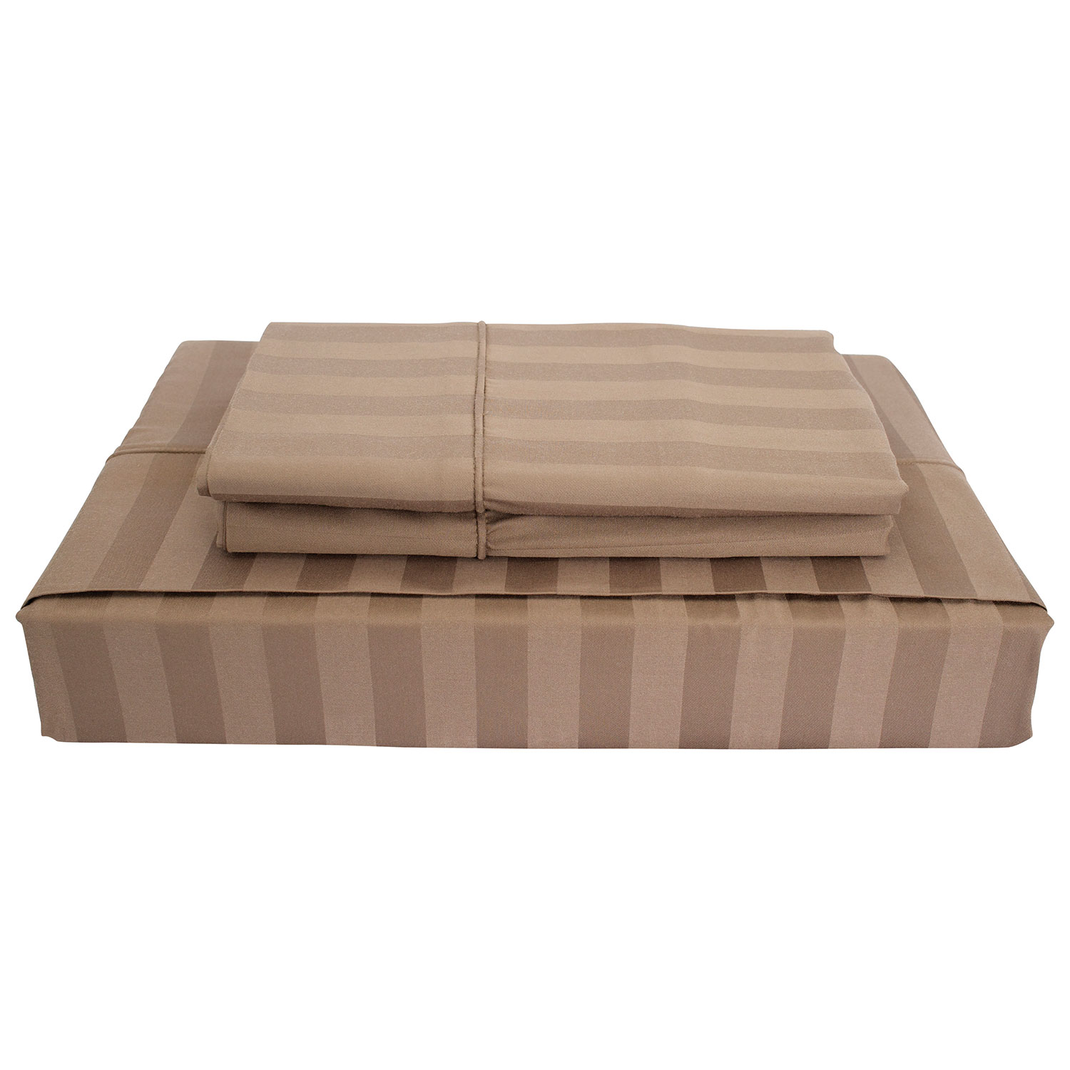 Literie en rayonne de bambou contexture 310 Damask Stripe de Maholi - TG lit - Vison
