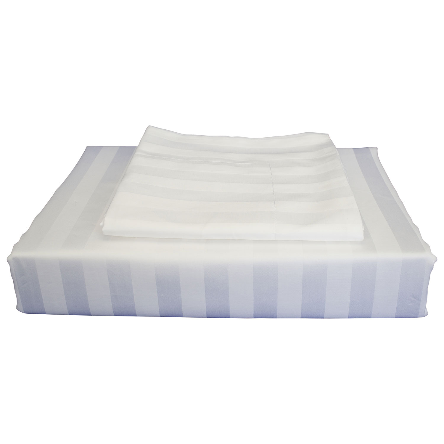 Ensemble housse de couette en rayonne 310 fils Damask Stripe de Maholi - Grand lit - Blanc