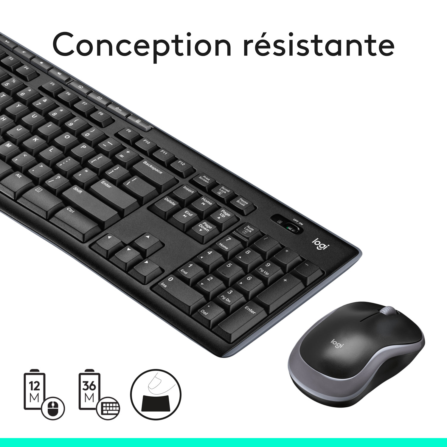 Ensemble avec clavier et souris sans fil MK270 de Logitech - Noir