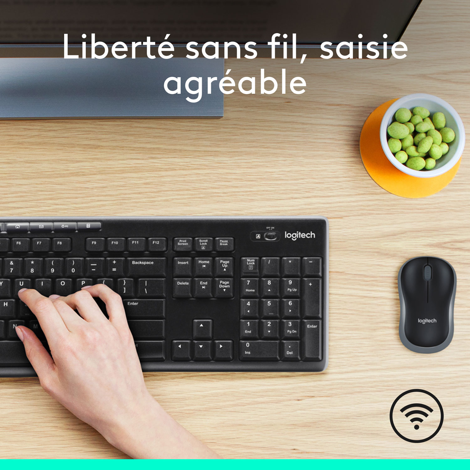 Ensemble avec clavier et souris sans fil MK270 de Logitech - Noir