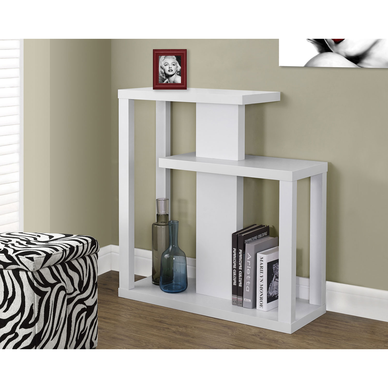 Contemporary Rectangular Console Table - White