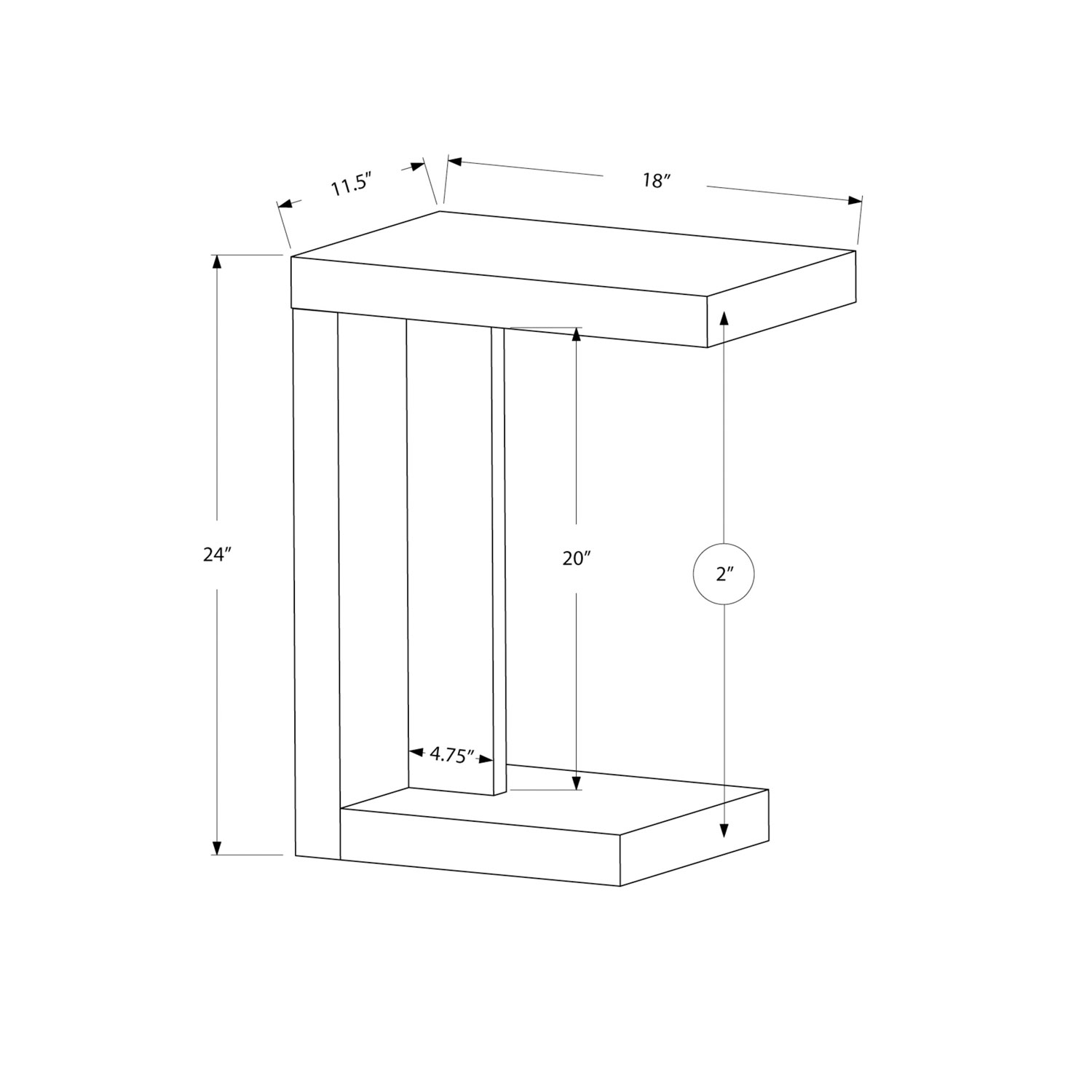 Table d'appoint rectangulaire contemporaine - Cappuccino