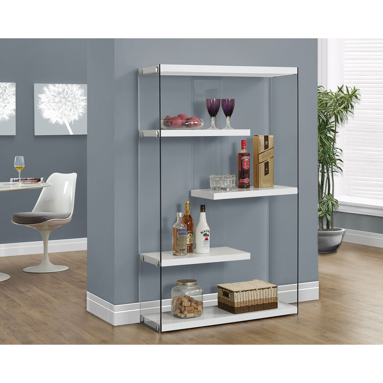 60" 4-Shelf Bookcase - Glossy White