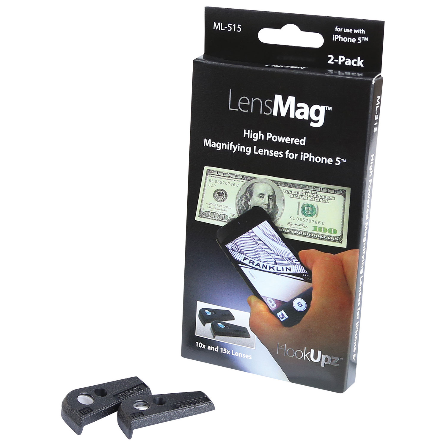 Carson LensMag iPhone 5/5s/5c Lens Magnifier (ML-515) - 2 Pack - Black - English