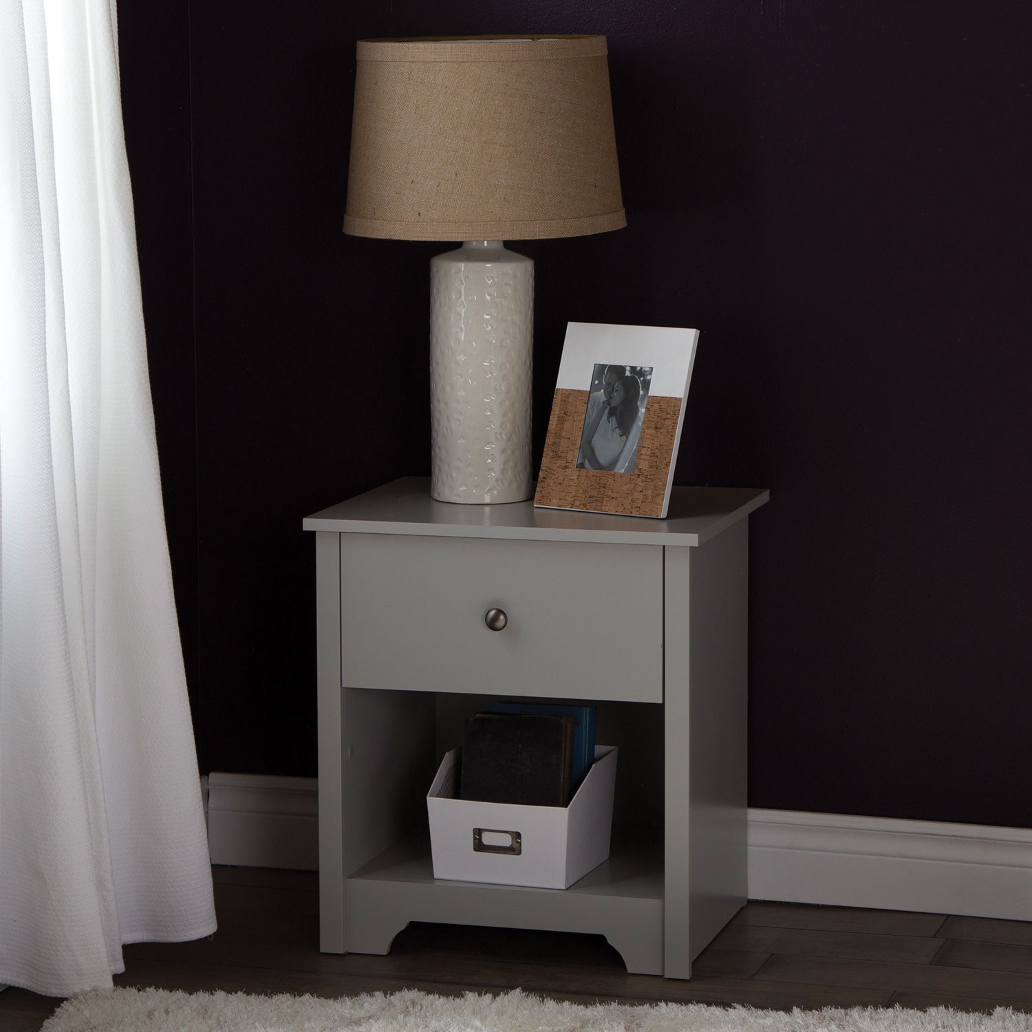 Vito Transitional 1 Drawer Nightstand Soft Grey Best Buy Canada