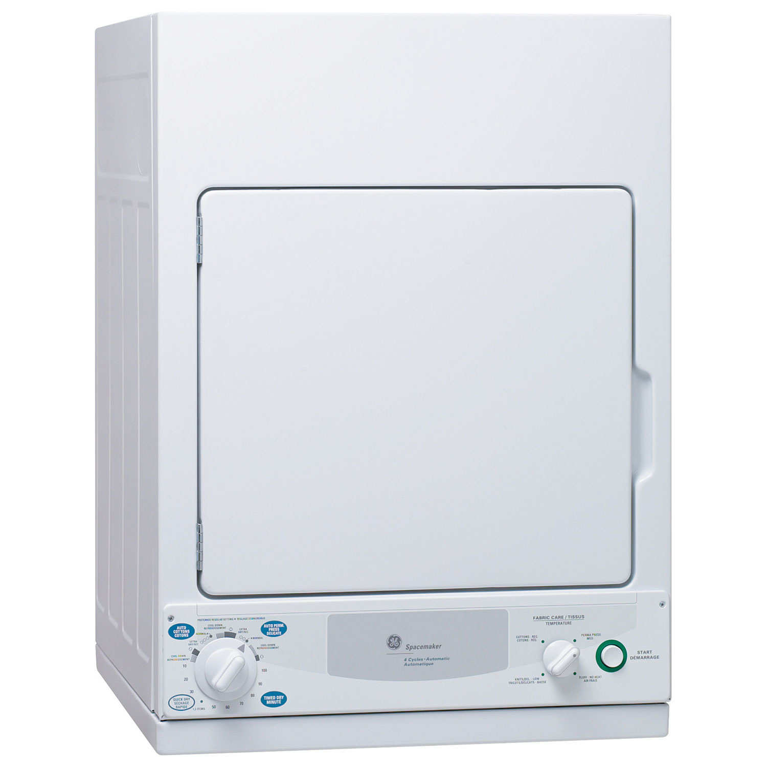 Sécheuse électrique de 3,6 pi³ SpaceMaker de GE - Blanc