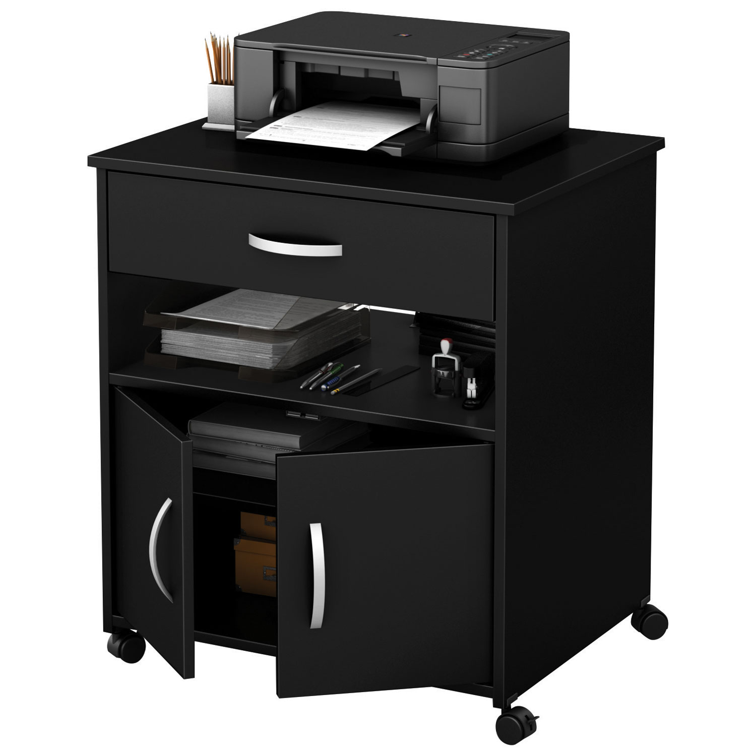 Meuble pour imprimante mobile contemporain d'Axess - Noir pur