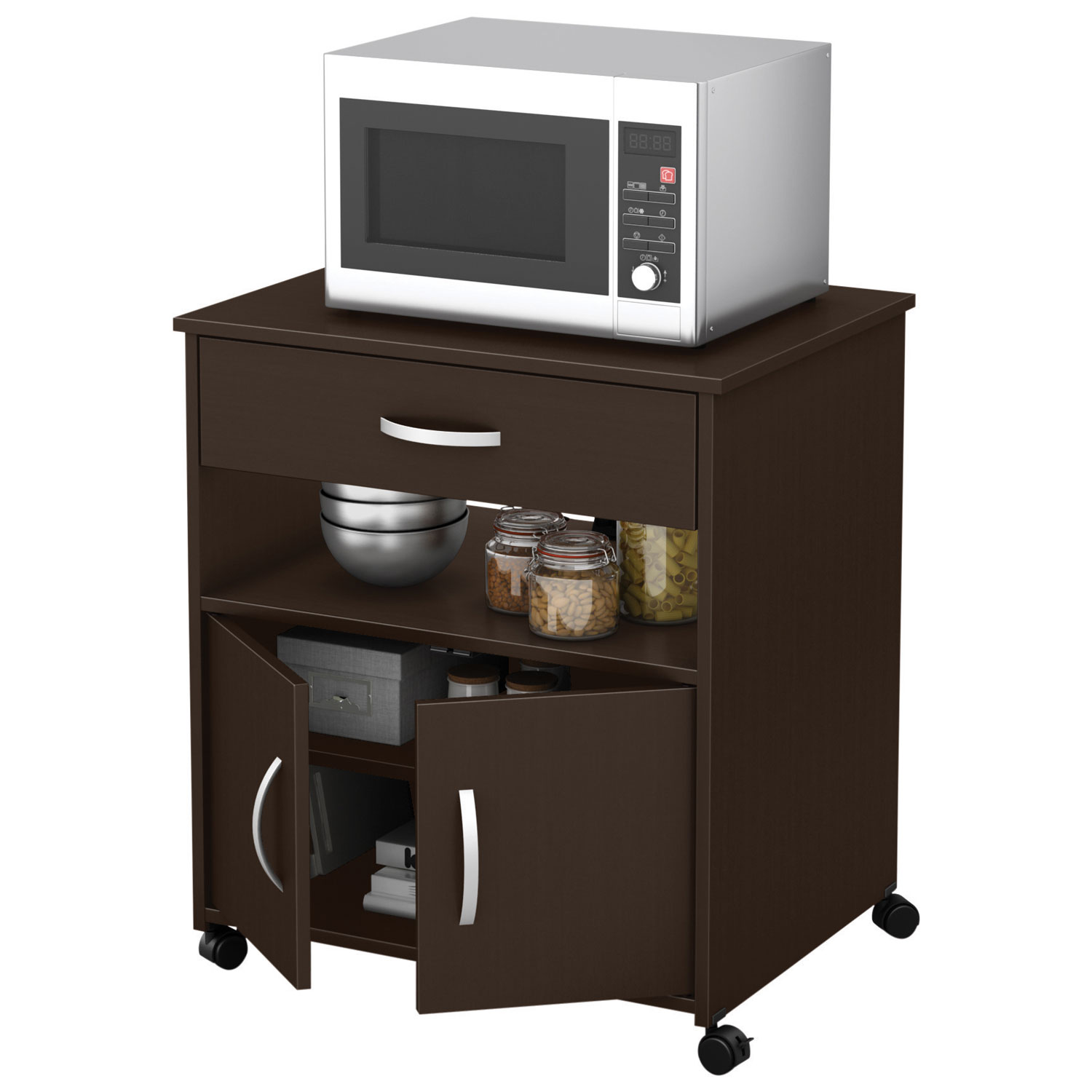 Chariot mobile contemporain Fiesta pour four à micro-ondes - Chocolat