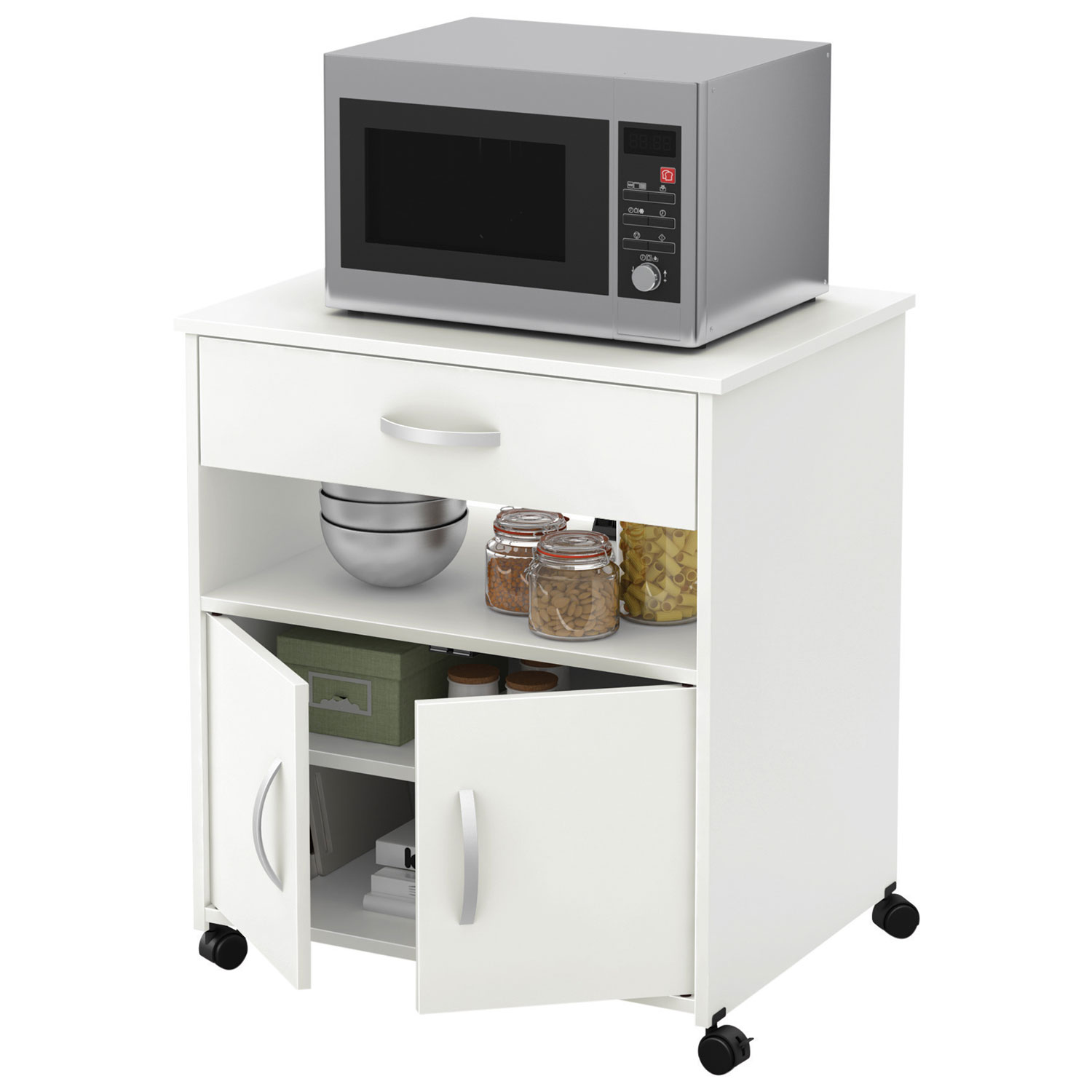 Fiesta Contemporary Mobile Microwave Cart - White