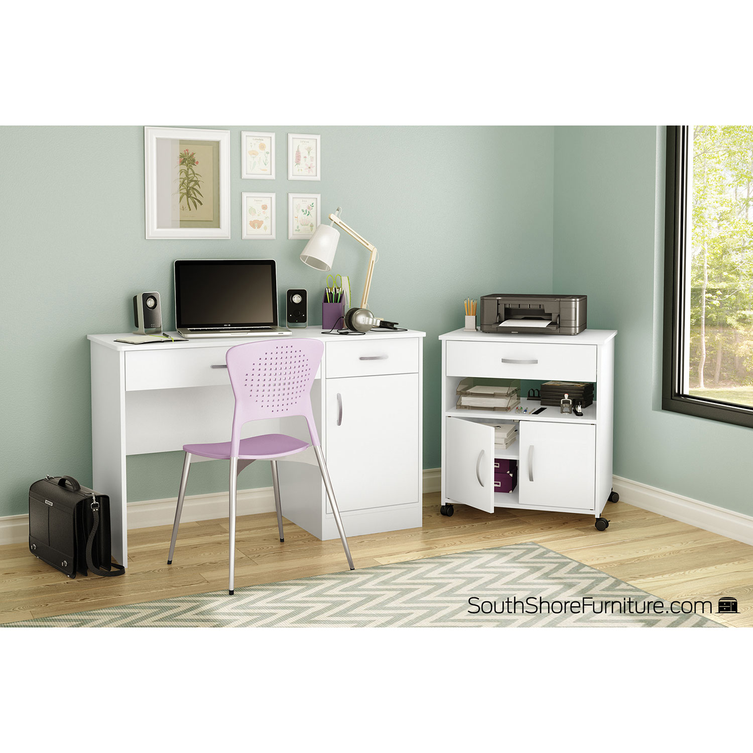 Fiesta Contemporary Mobile Microwave Cart - White