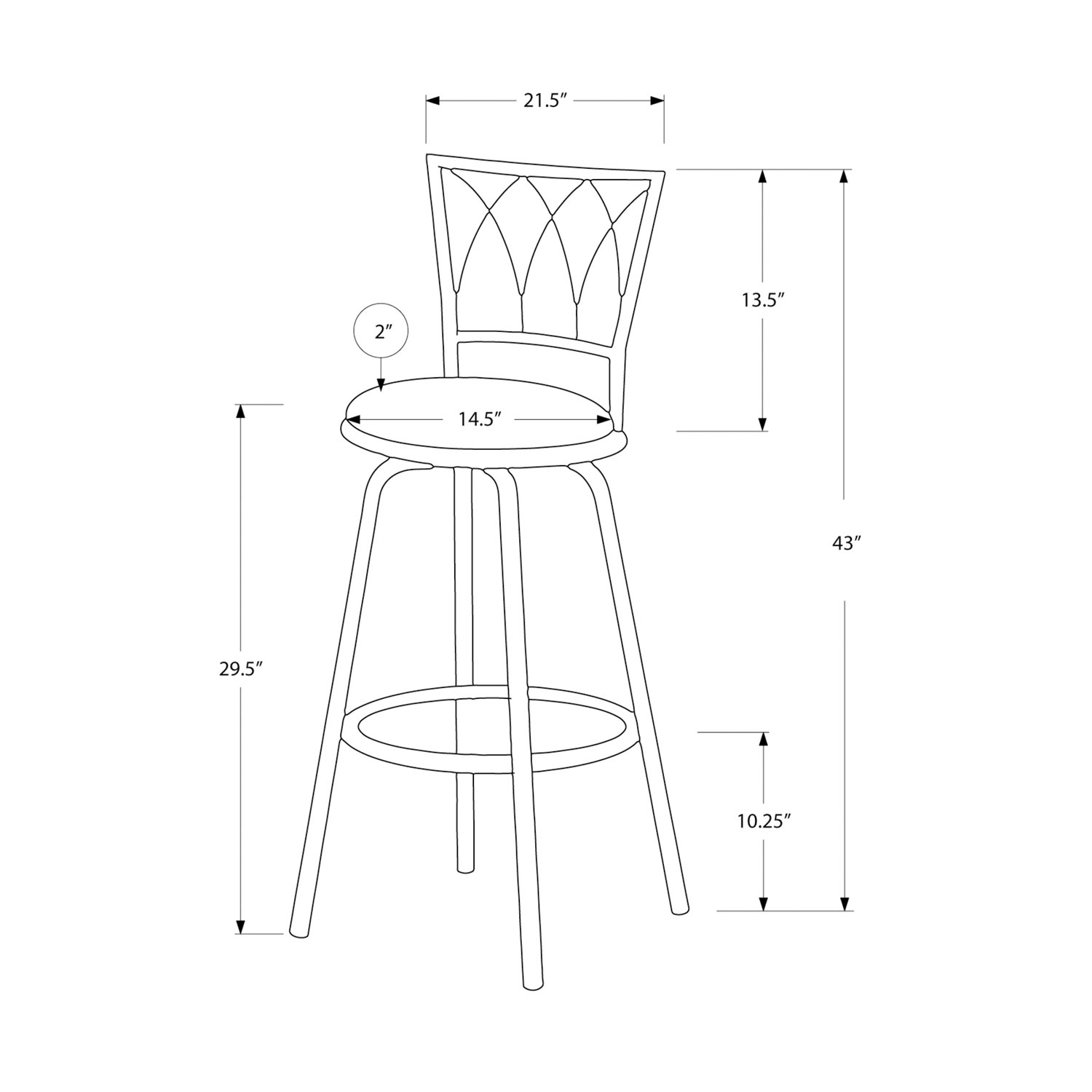 Tabouret de bar contemporain à hauteur de comptoir Mecca - Ensemble de 2 - Café foncé