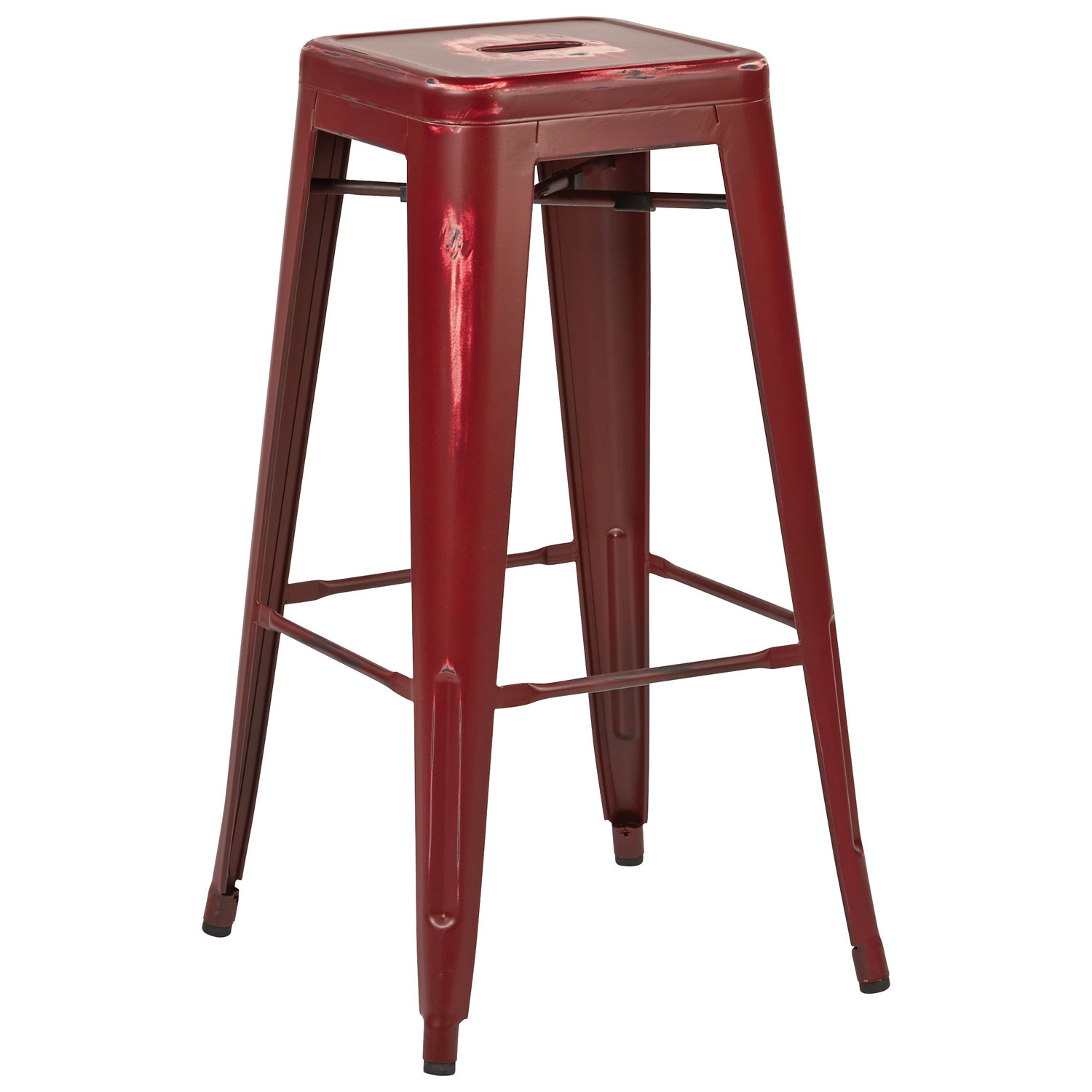 Bristow Contemporary Bar Height Barstool - Set of 4 - Antique Red