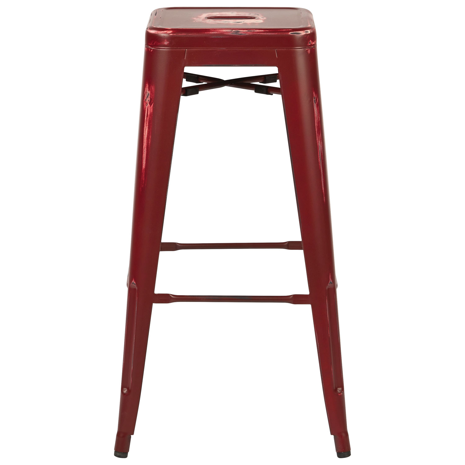Bristow Contemporary Bar Height Barstool - Set of 4 - Antique Red