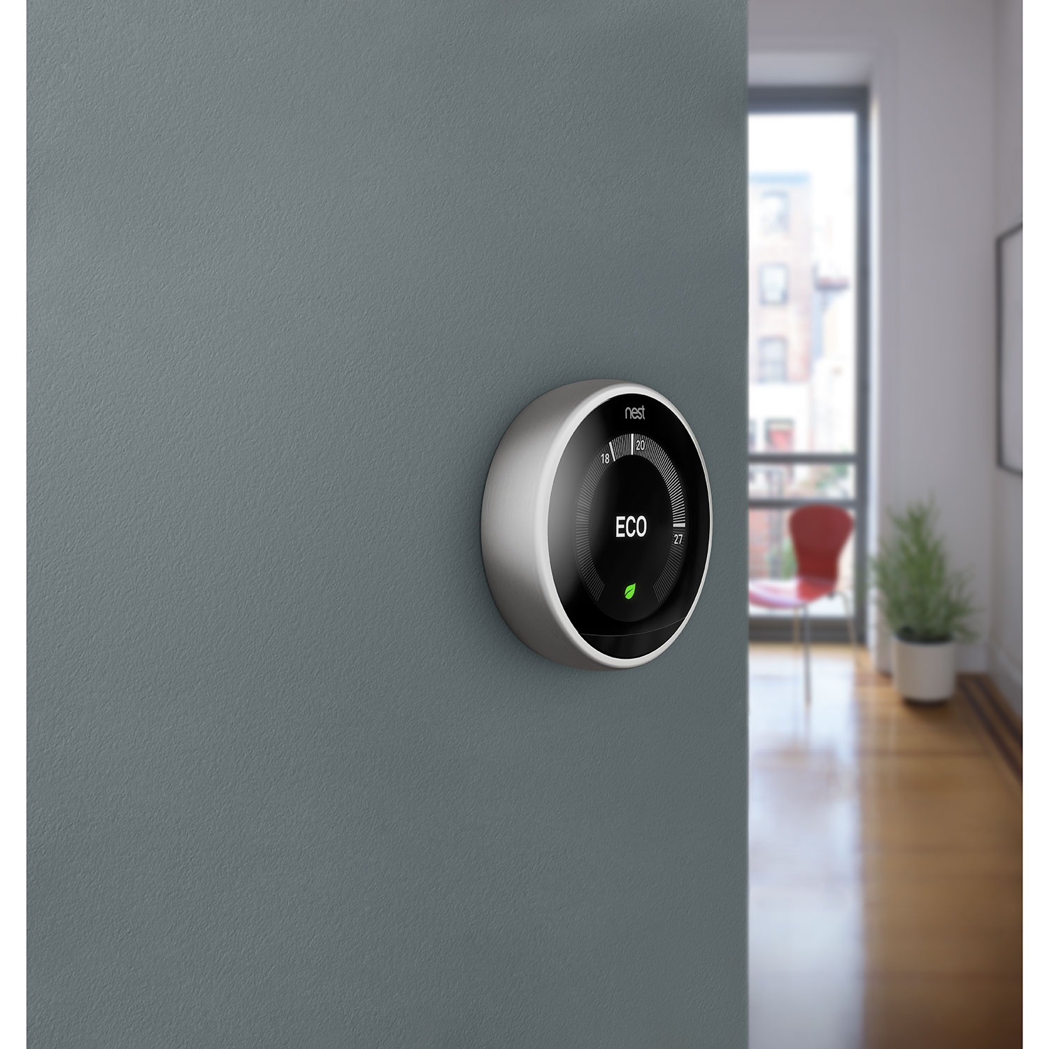 Thermostat intelligent Wi-Fi Google Nest Learning - Acier inoxydable