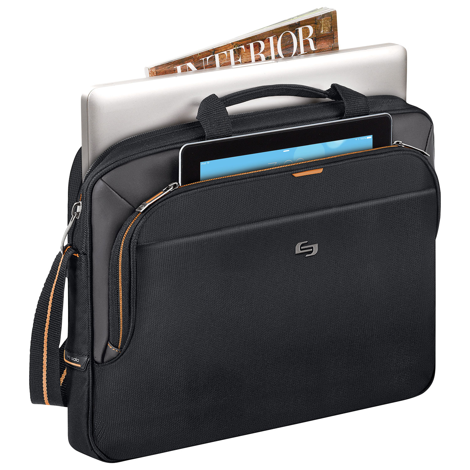 Solo 15.6 Laptop Slim Briefcase Black Orange Best Buy Canada