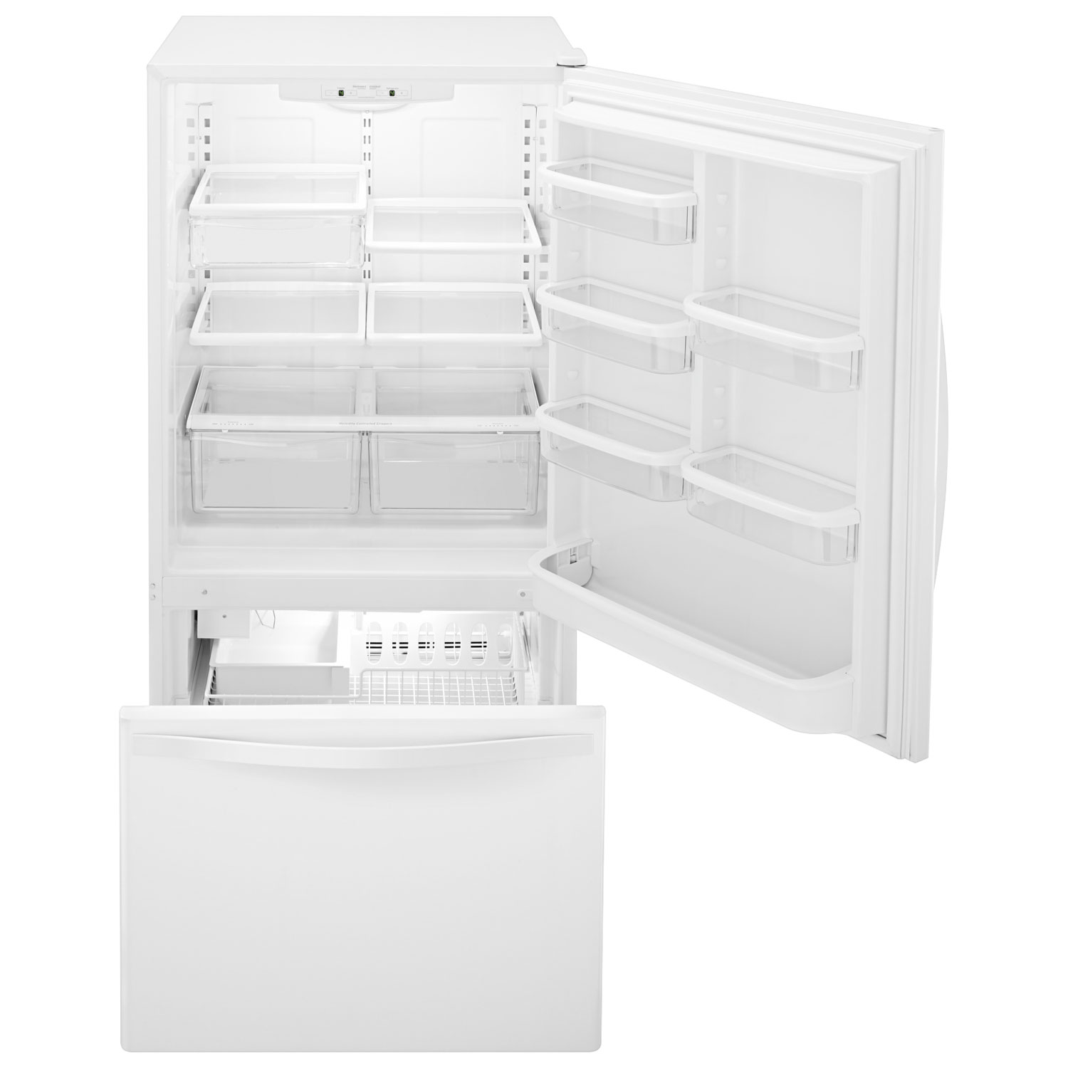Whirlpool 33" 21.9 Cu. Ft. Bottom Freezer Refrigerator with LED Lighting - White-on-White