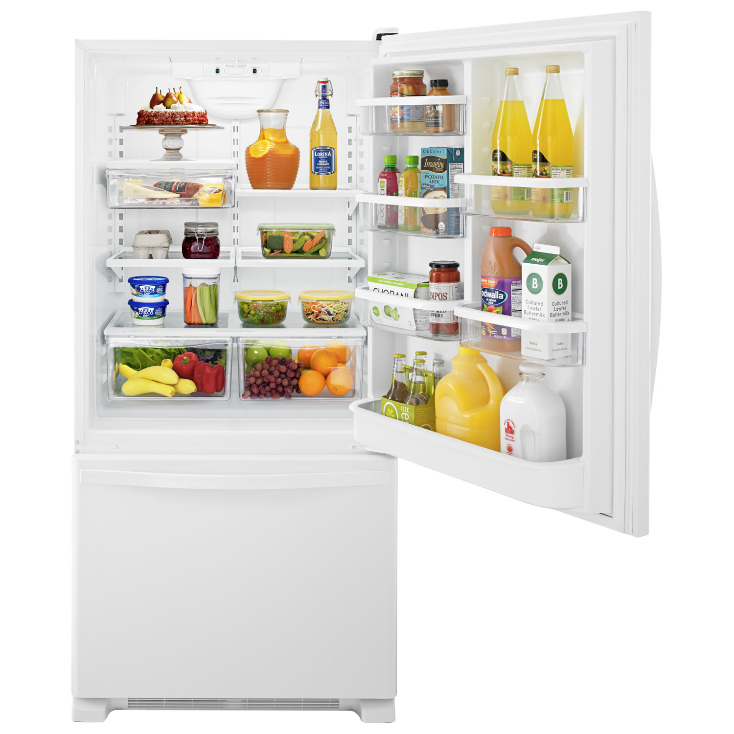 Whirlpool 33" 21.9 Cu. Ft. Bottom Freezer Refrigerator with LED Lighting - White-on-White