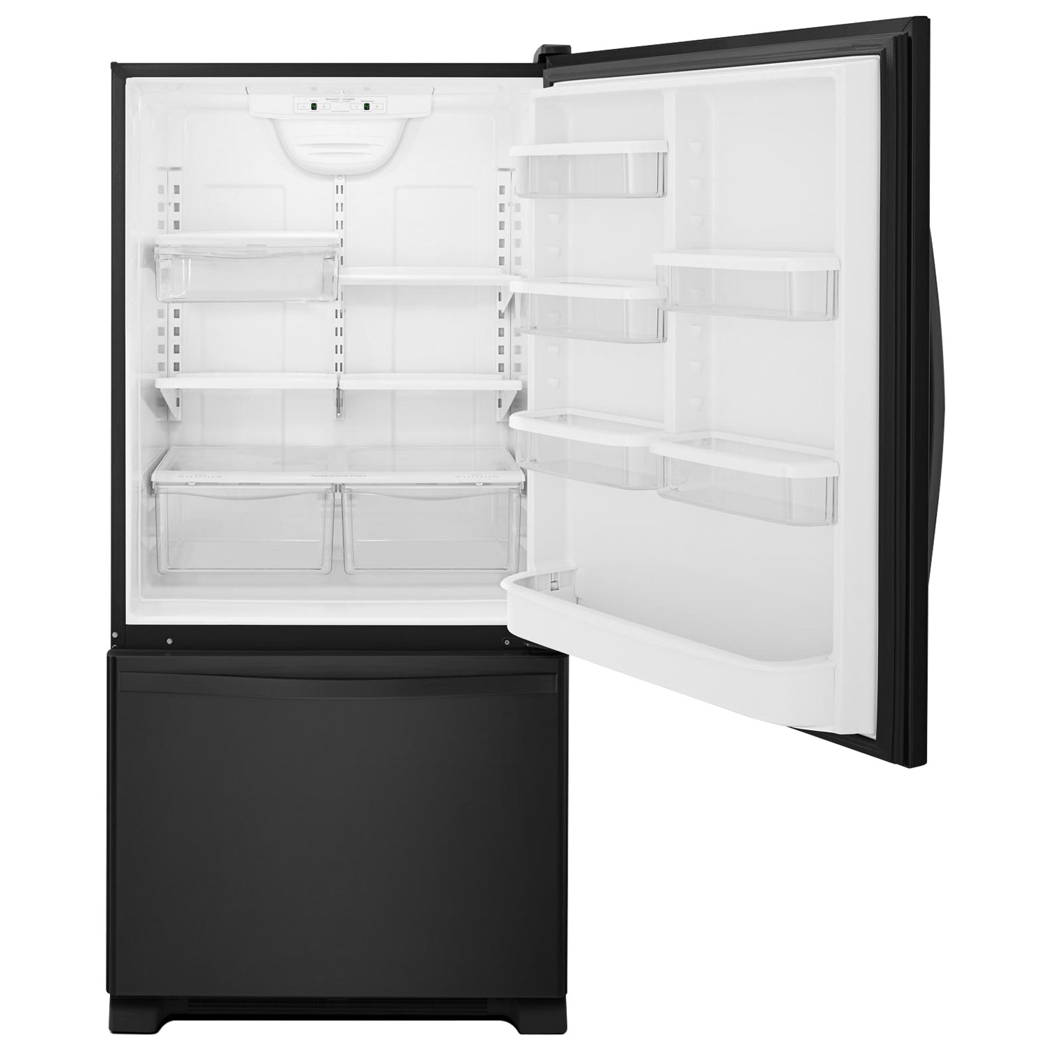 Whirlpool 33" 21.9 Cu. Ft. Bottom Freezer Refrigerator with LED Lighting - Black-on-Black