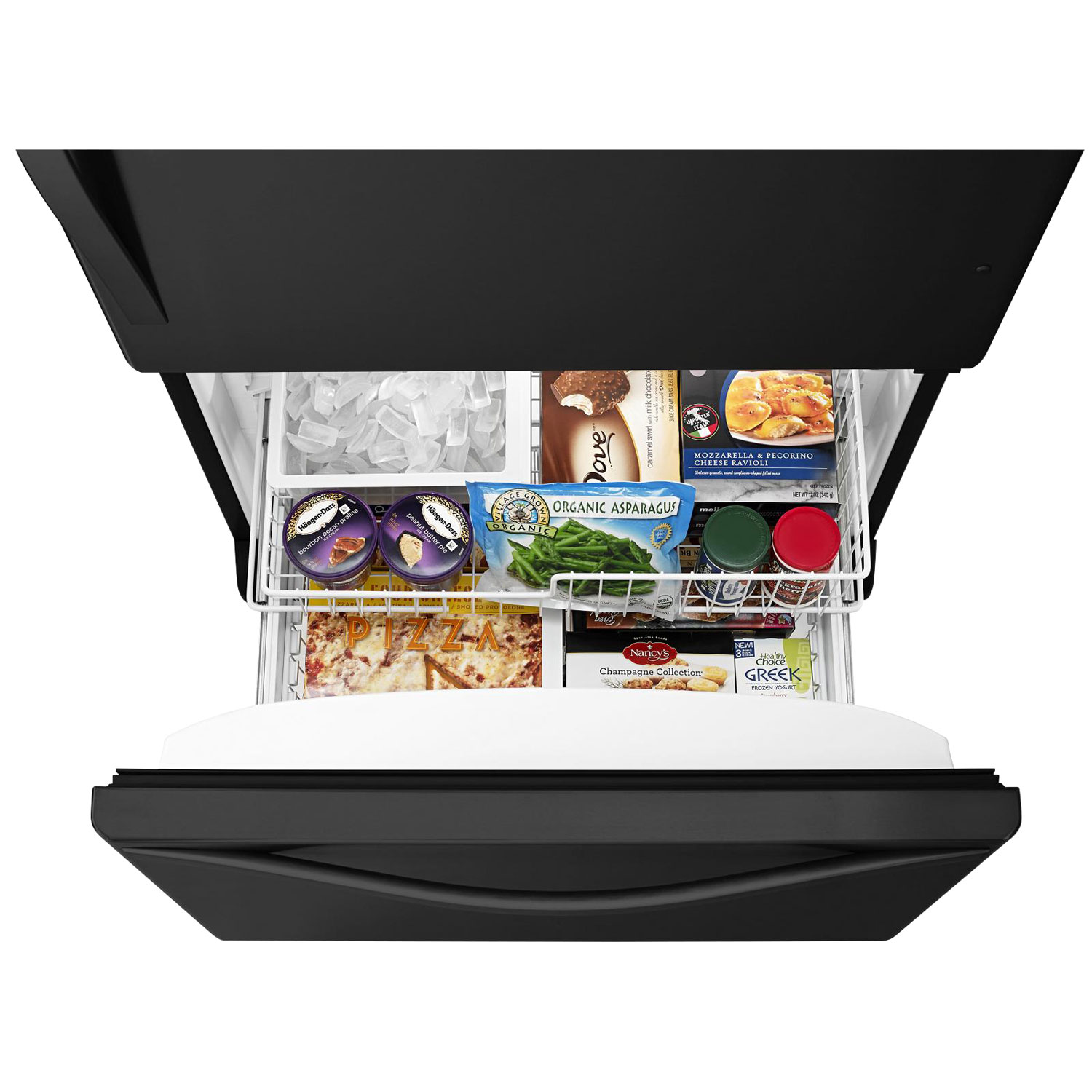 Whirlpool 33" 21.9 Cu. Ft. Bottom Freezer Refrigerator with LED Lighting - Black-on-Black