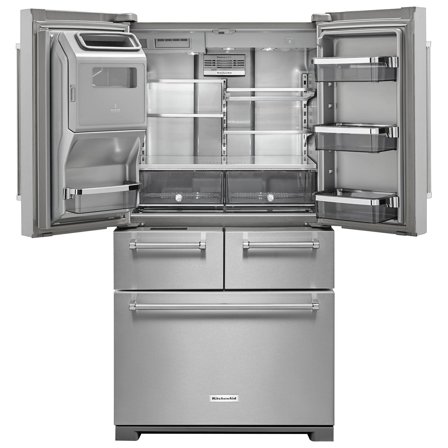 Réfrigérateur à deux portes 25,8 pi3 36 po, distributeur de glaçons et d'eau de KitchenAid - Inox