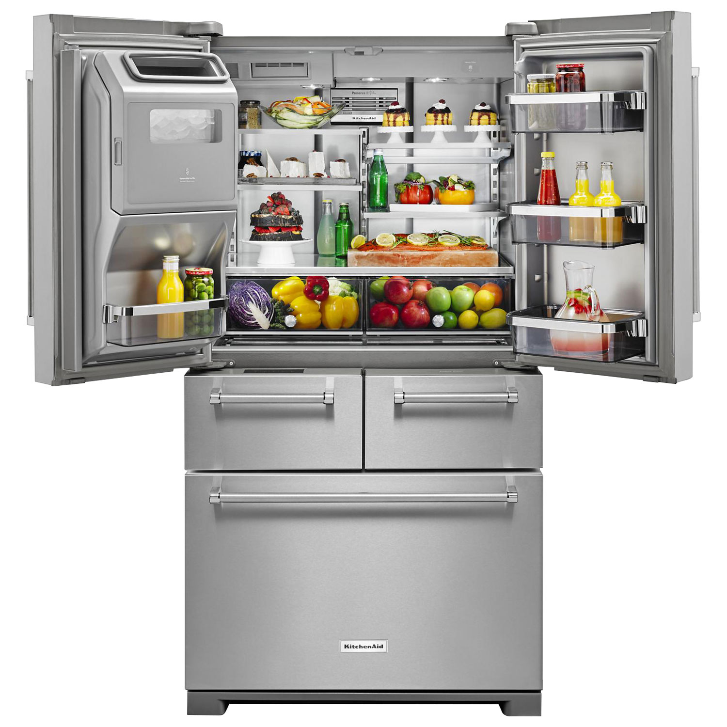 Réfrigérateur à deux portes 25,8 pi3 36 po, distributeur de glaçons et d'eau de KitchenAid - Inox