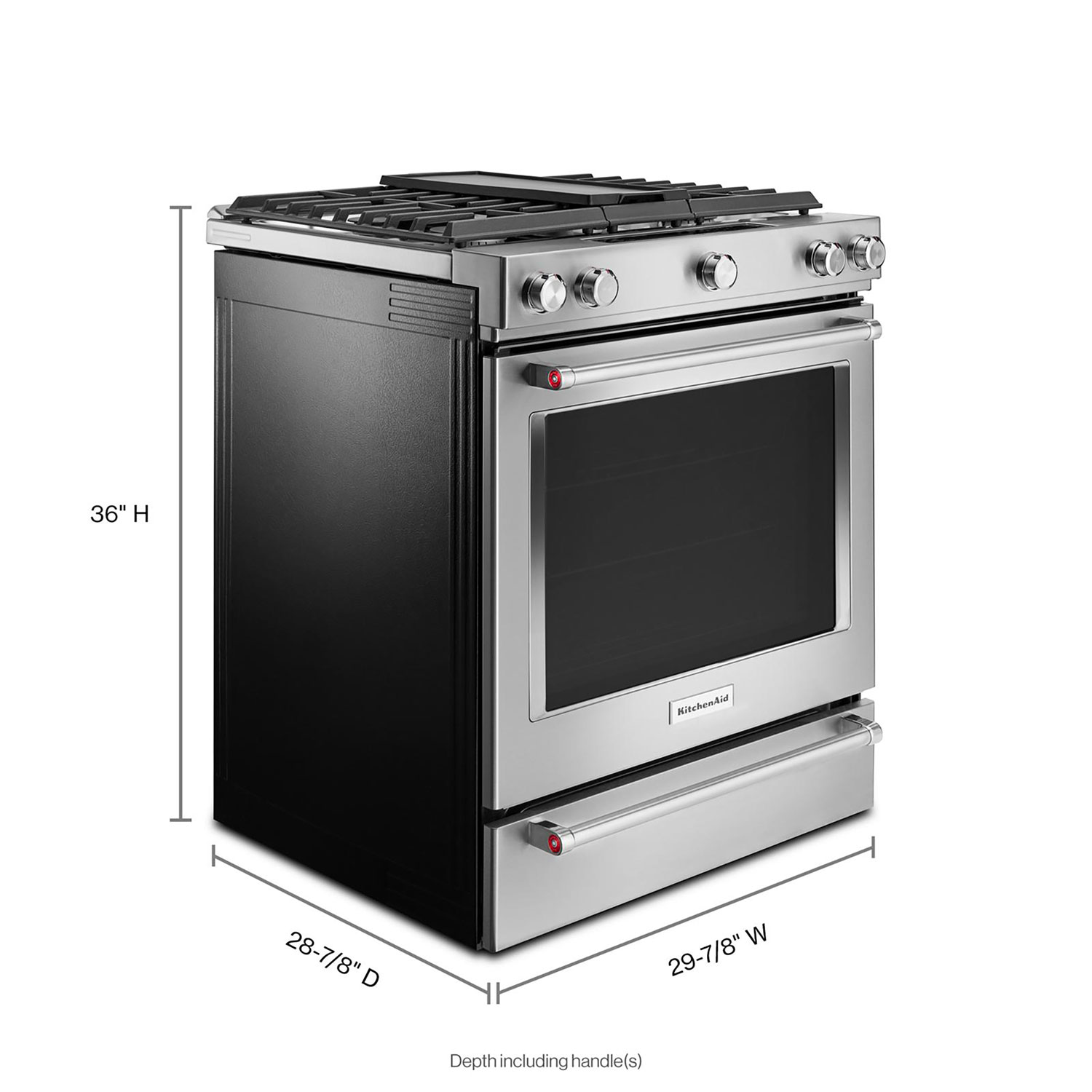 Cuisinière encastrable biénergie 30 po 5 brûleurs four autonet convection 7,1 pi3 KitchenAid - Inox
