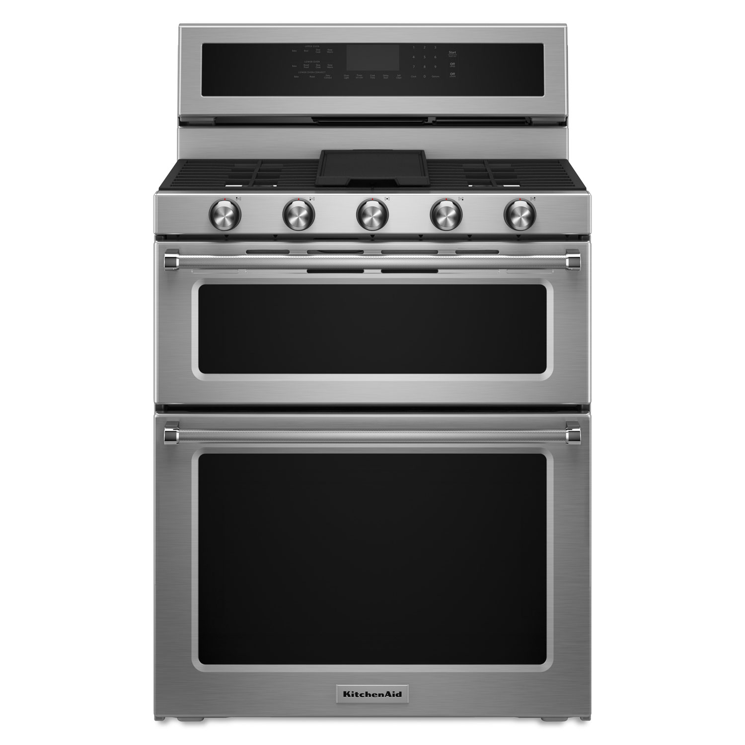 KitchenAid 30" Cu. Ft. Double Oven 5-Burner Freestanding Dual Fuel Range (KFDD500ESS) - Stainless