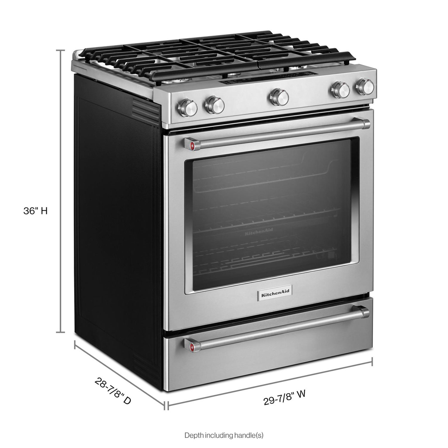 Cuisinière encastrable de 30 po à 5 brûleurs avec four à convection de 6,5 pi3 de KitchenAid - Inox