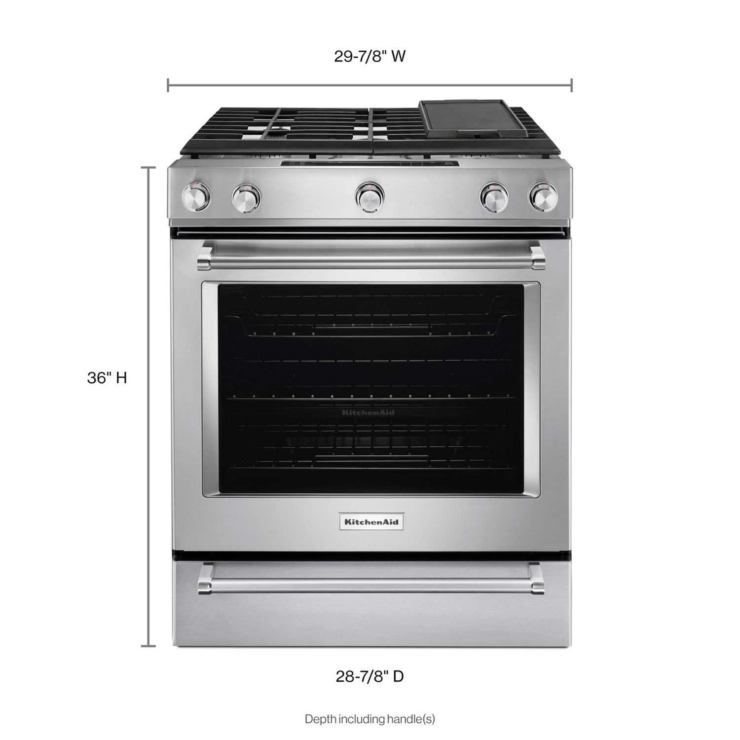 Cuisinière encastrable de 30 po à 5 brûleurs avec four à convection de 6,5 pi3 de KitchenAid - Inox