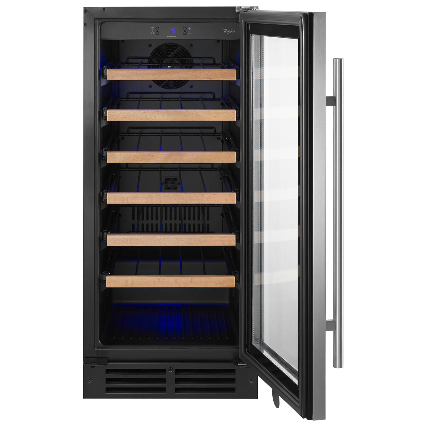 Whirlpool 34-Bottle Wine Cooler - Black-on-Stainless
