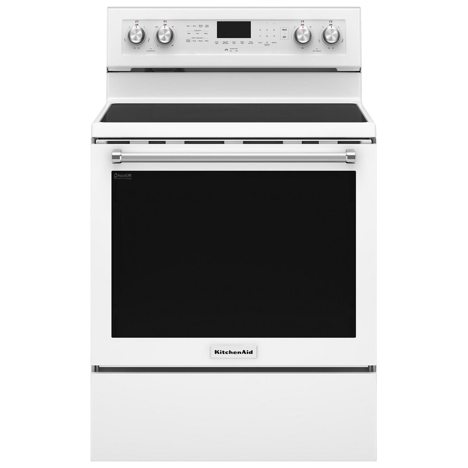 KitchenAid 30 in. 6.7 cu. ft. Convection Double Oven Freestanding Electric  Range with 5 Smoothtop Burners - White