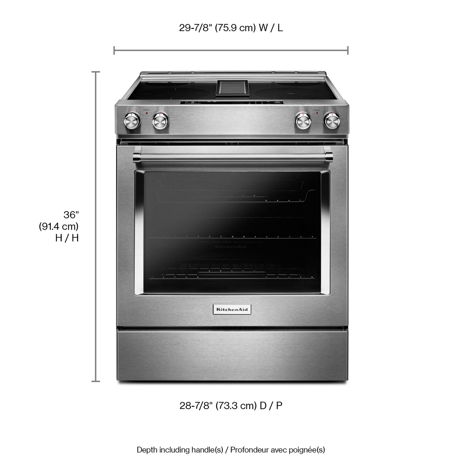 Cuisinière encastrable lisse à four autonettoyant convection 30 po 6,4 pi3 de KitchenAid - Inox