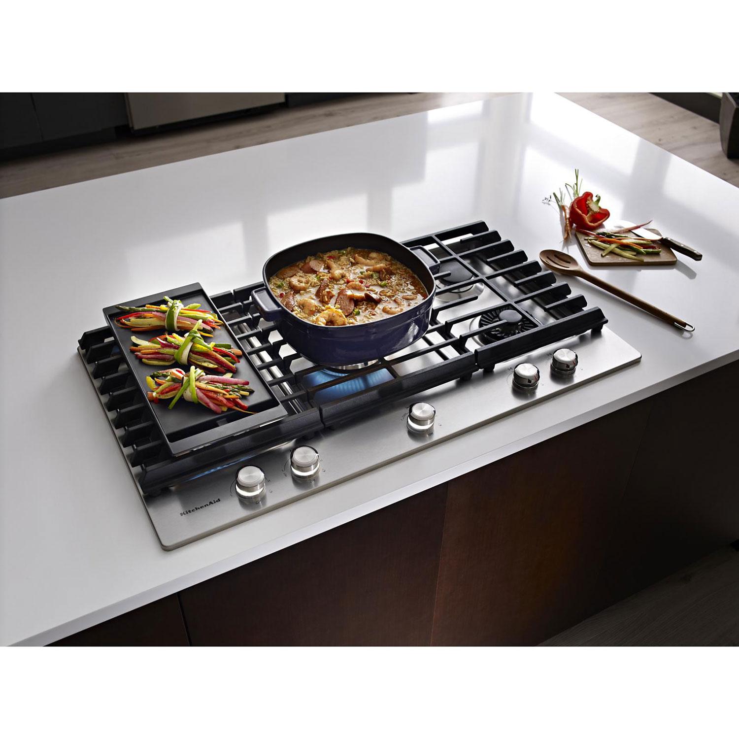 KitchenAid 36" 5-Burner Gas Cooktop - Stainless Steel