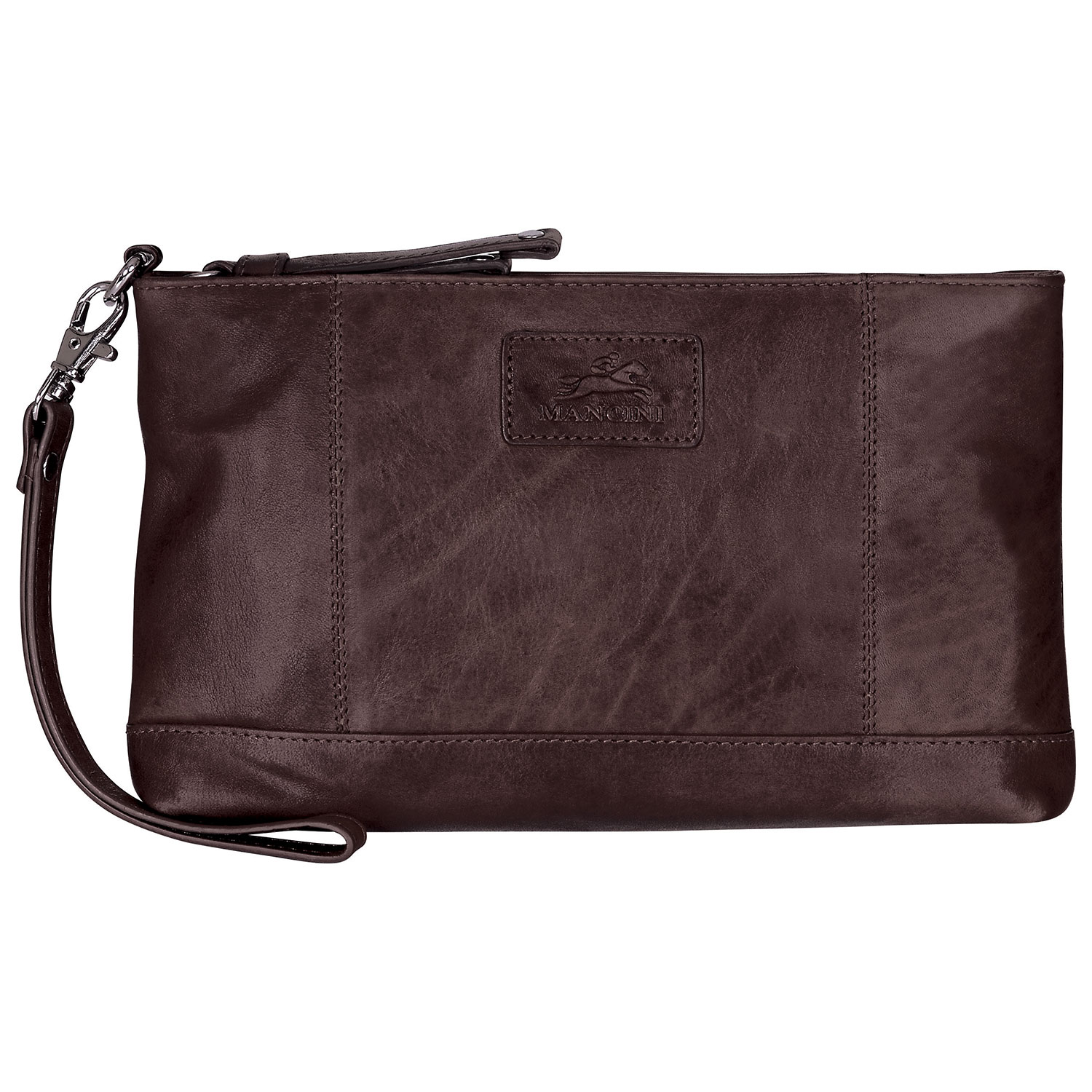 Mancini Casablanca Leather Wristlet - Brown