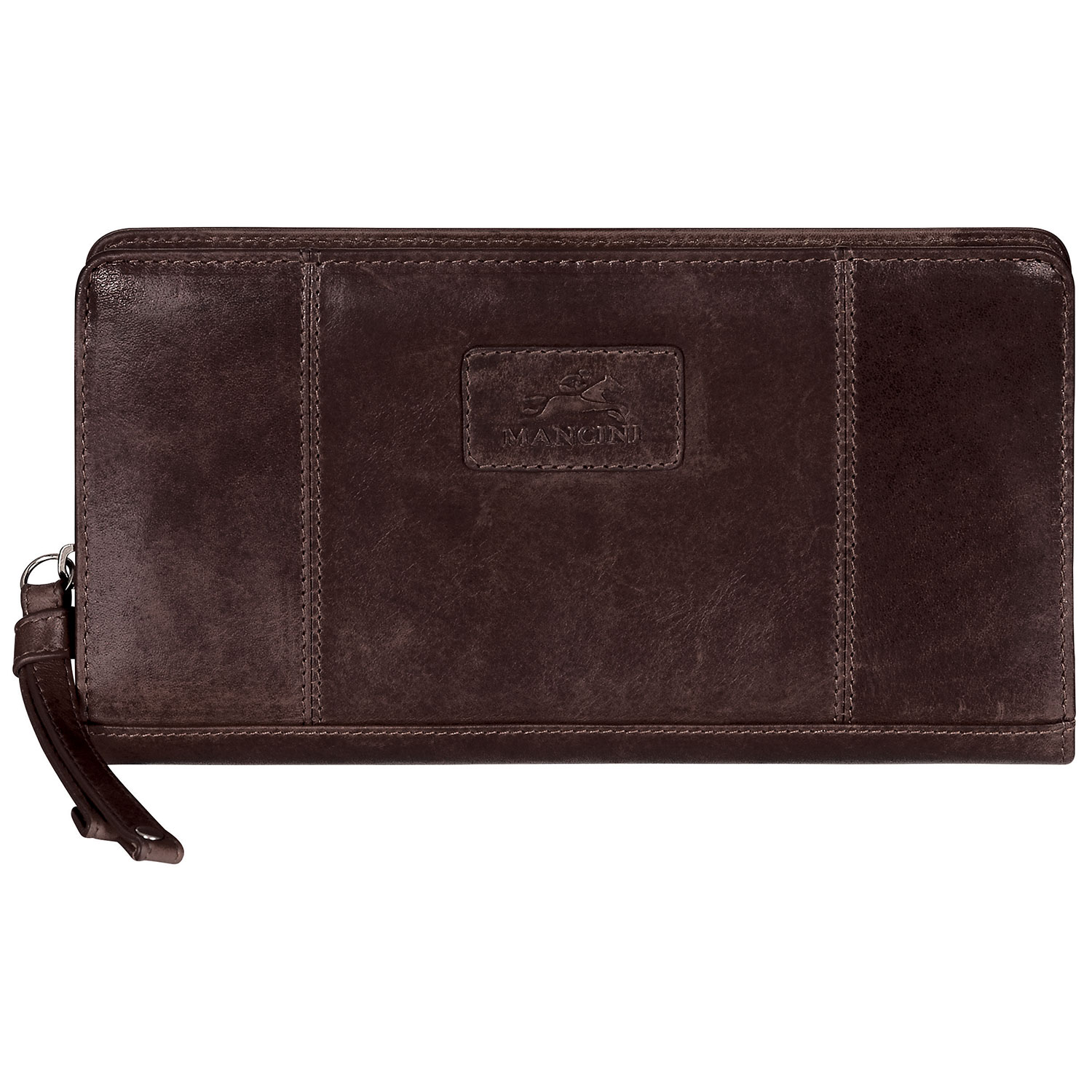 Mancini Casablanca Leather Zipper Clutch Wallet - Brown (8700211