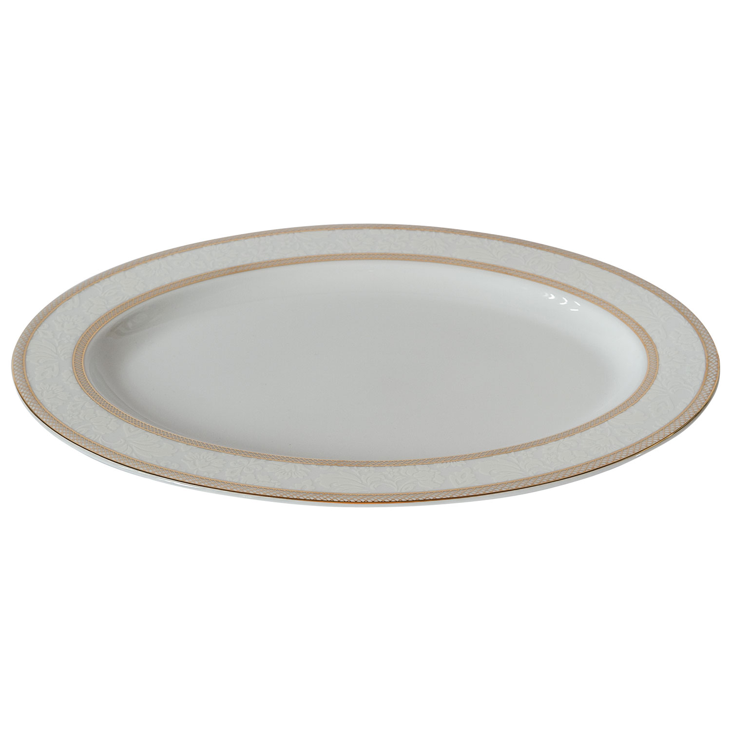 Plat de service en porcelaine Floral Lace de Brilliant - Blanc-Doré