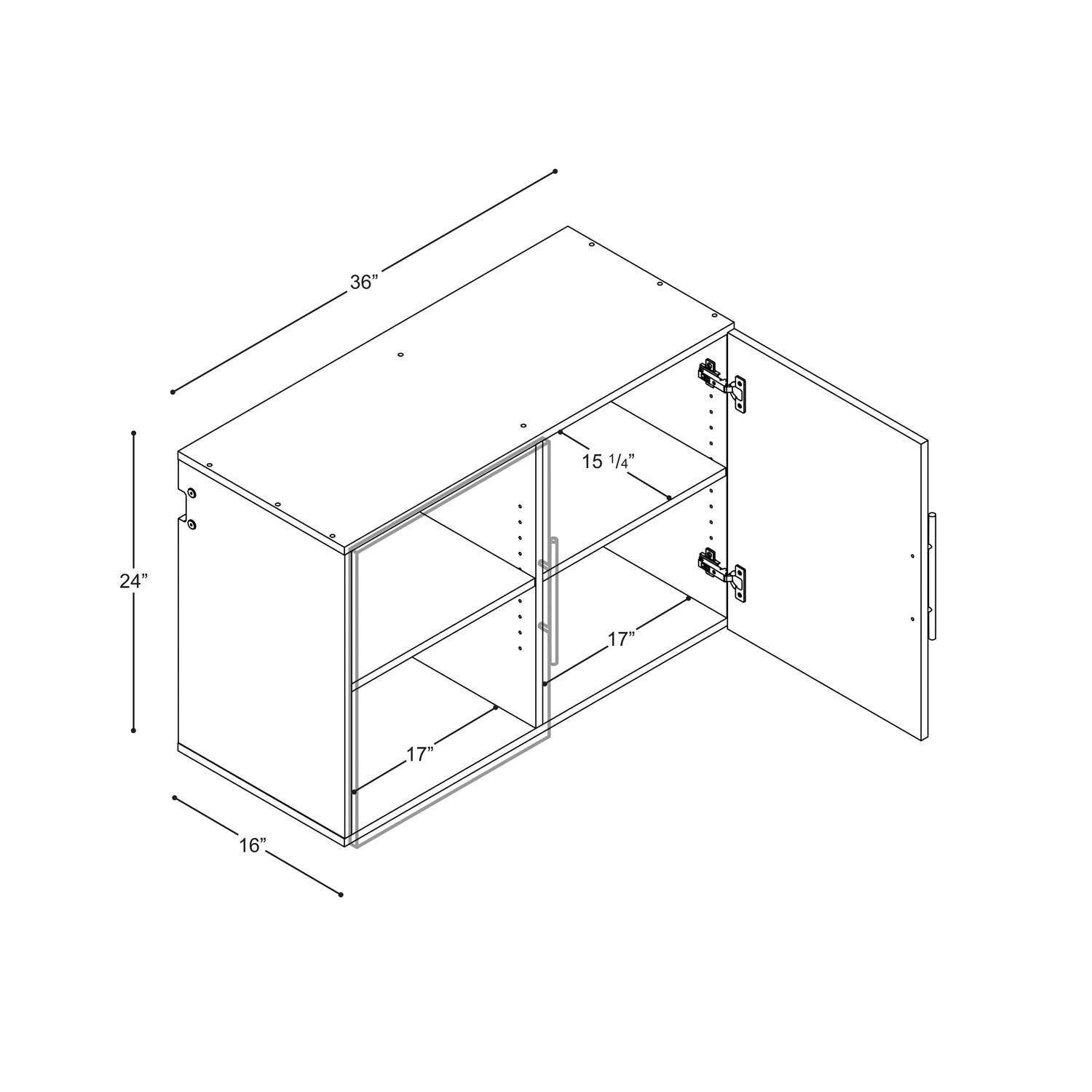 Armoire de rangement traditionnelle à 2 tablettes HangUps - Gris clair