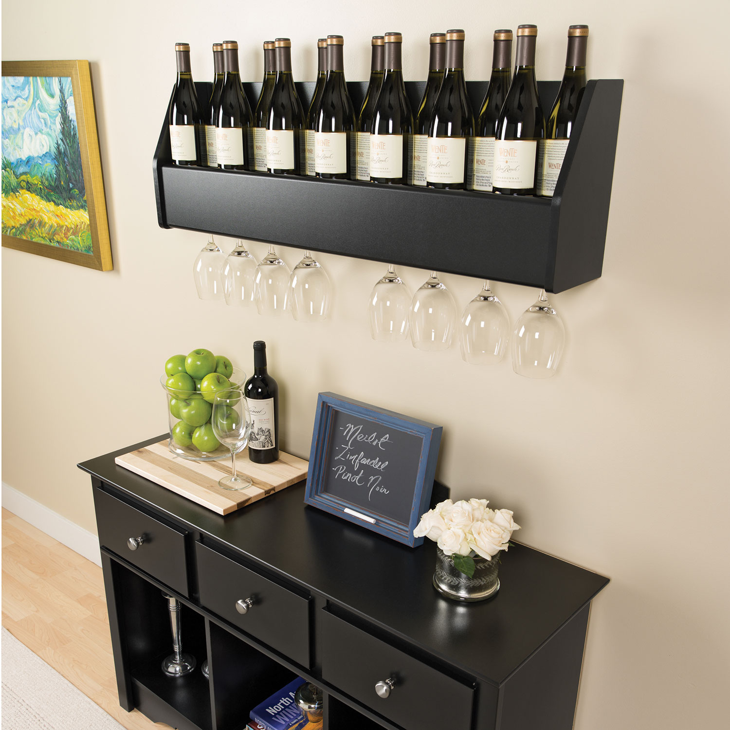 Floating Wine Rack Espresso Other Bar Accessories Best Buy