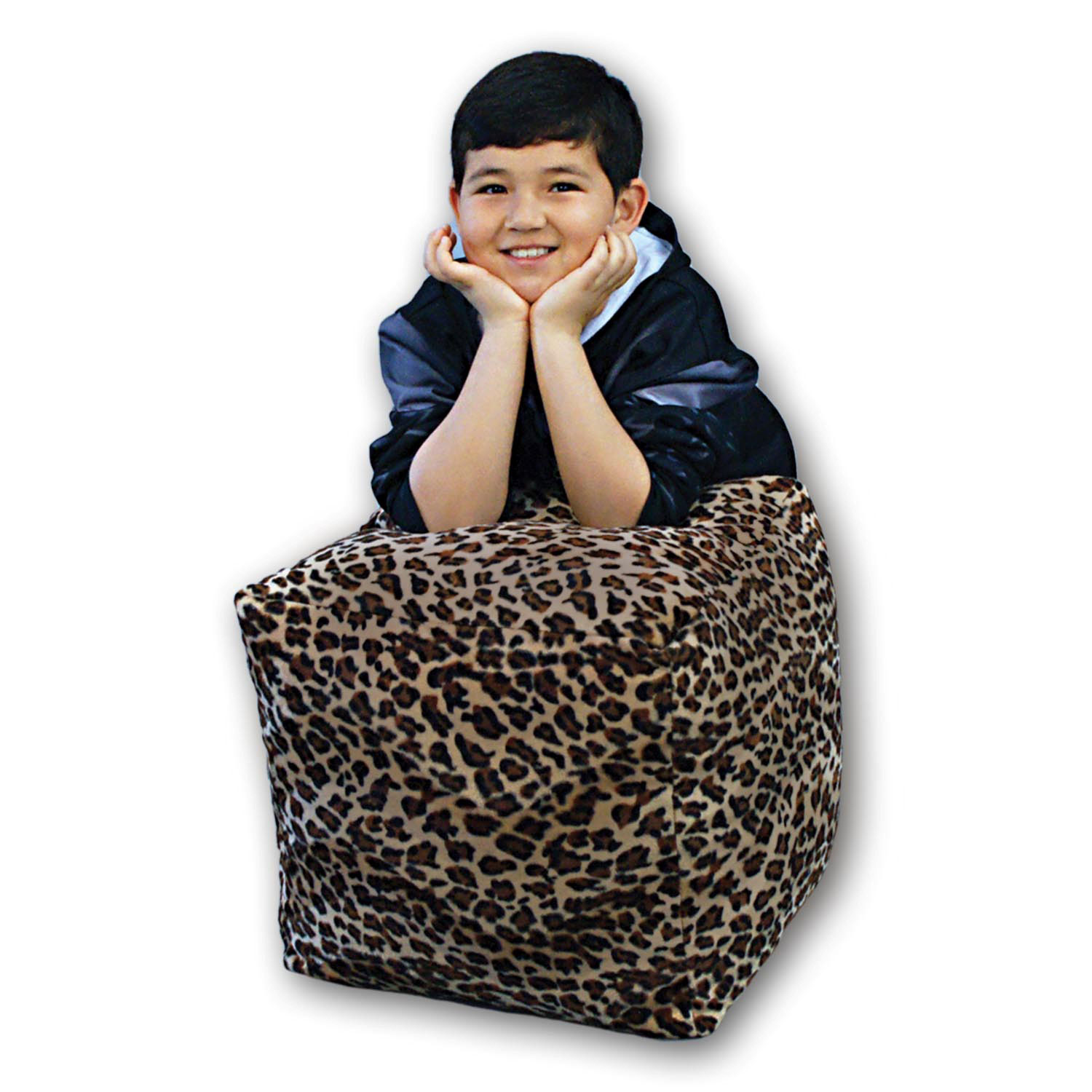 Comfy Kids - Polyester Cube Bean Bag Chair - Cheetah