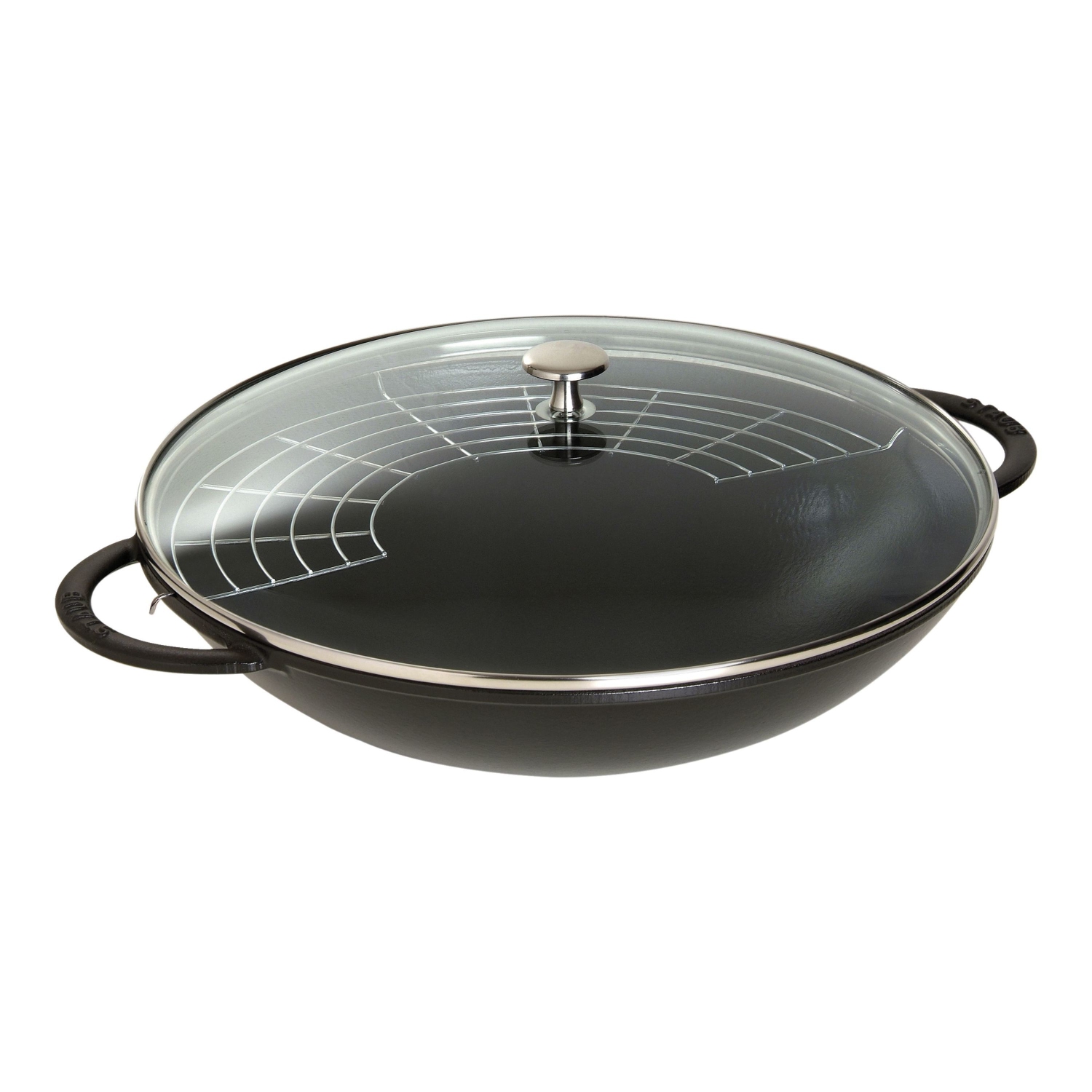 Staub Cast Iron Wok with Glass Lid - Black