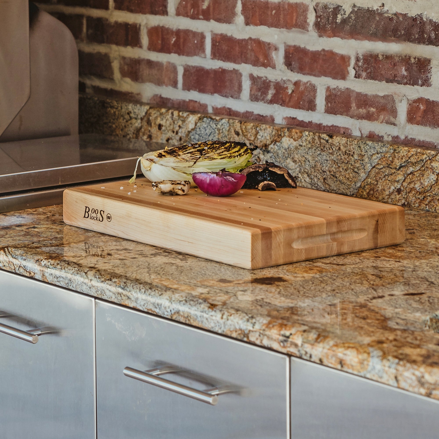 BoosBlock Maple Edge Grain Cutting Board, 12" x 18" - 2-1/4" Thick