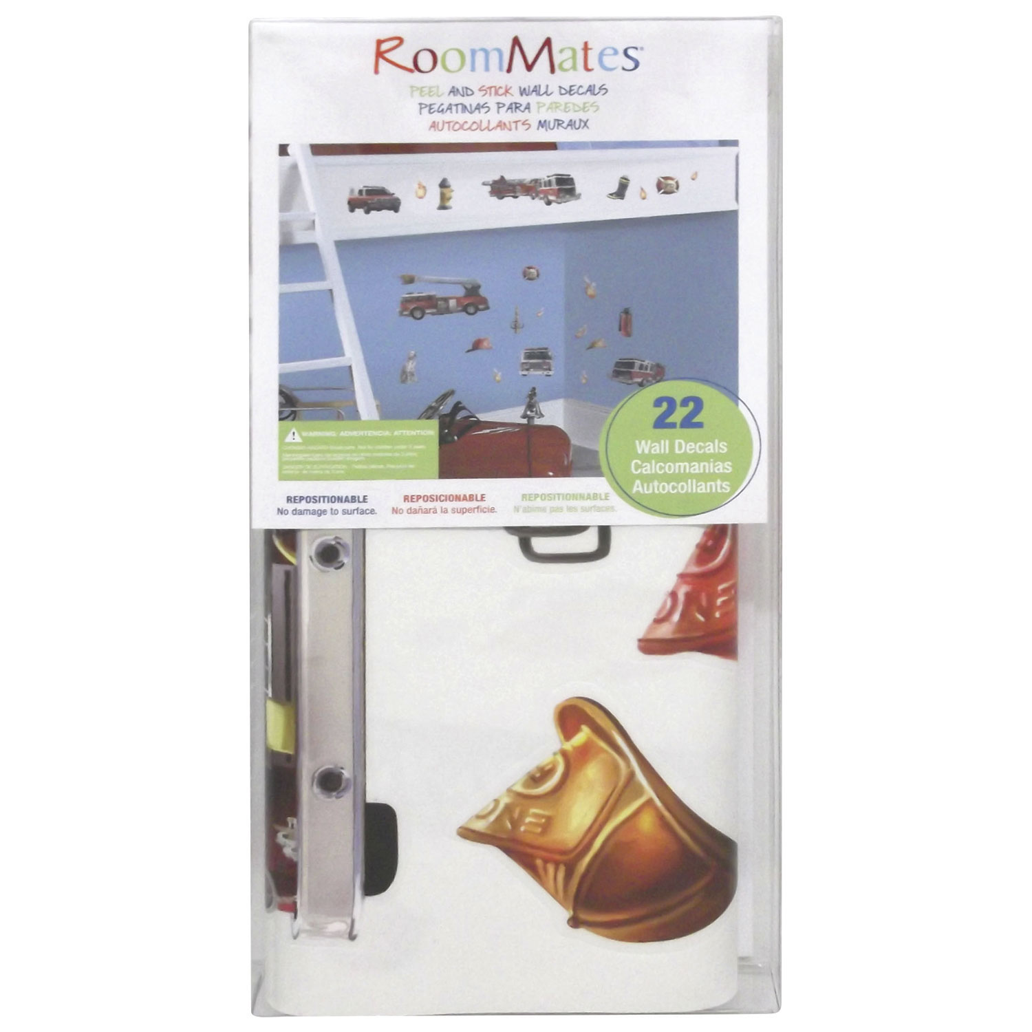 Décalcomanies murales adhésives de brigade de pompiers de RoomMates - Rouge